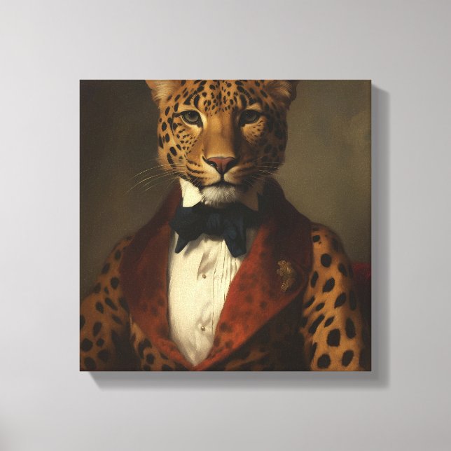 Leopard In a Suit | Animal Art | Animal in a Suit Canvas Print (Front)