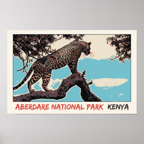 Leopard in Aberdare National Park Kenya Poster