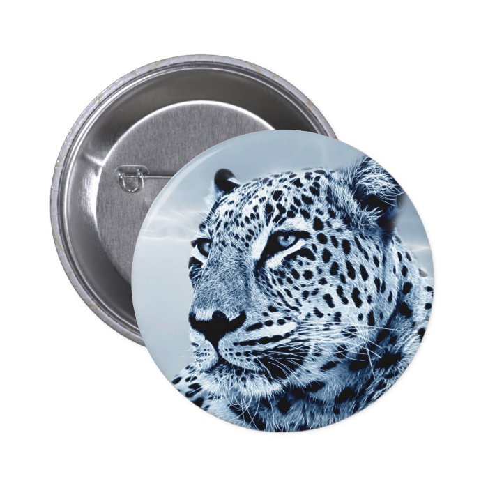 Leopard in Black and White Pinback Button