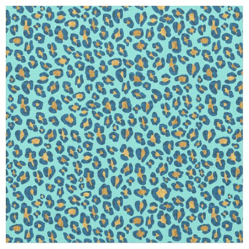 Leopard in Blue Glitter and Gold Fabric | Zazzle