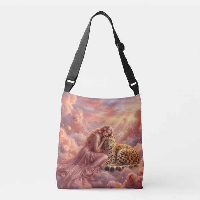  Leopard in Clouds Fantasy  Crossbody Bag (Front)
