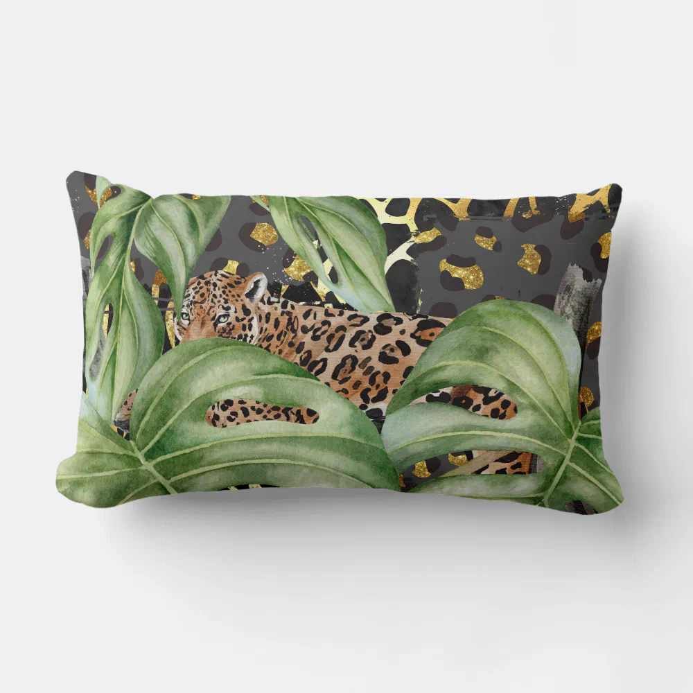 Leopard in Hiding Lumbar Pillow