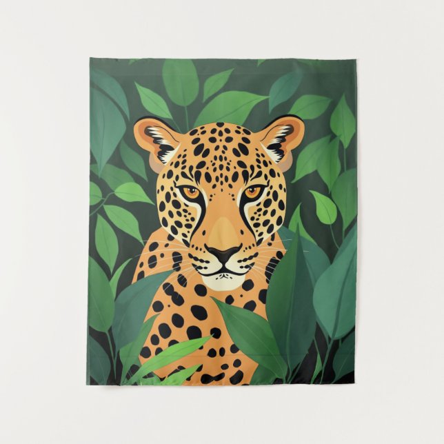 Leopard in the Jungle  Tapestry (Front)