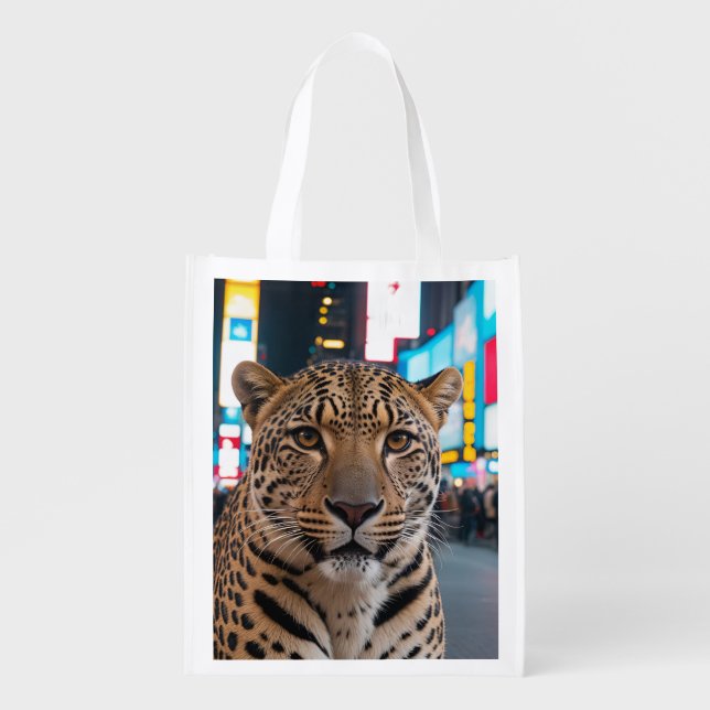Leopard in Times Square Grocery Bag (Front)
