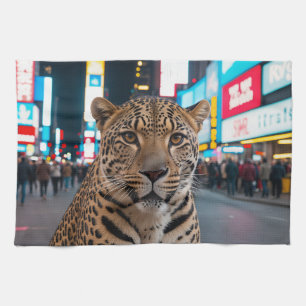 Leopard in Times Square Kitchen Towel