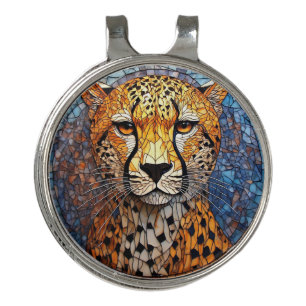 Leopard in Vibrant Colors and Intricate Patterns Golf Hat Clip