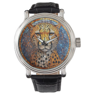 Leopard in Vibrant Colors and Intricate Patterns Watch