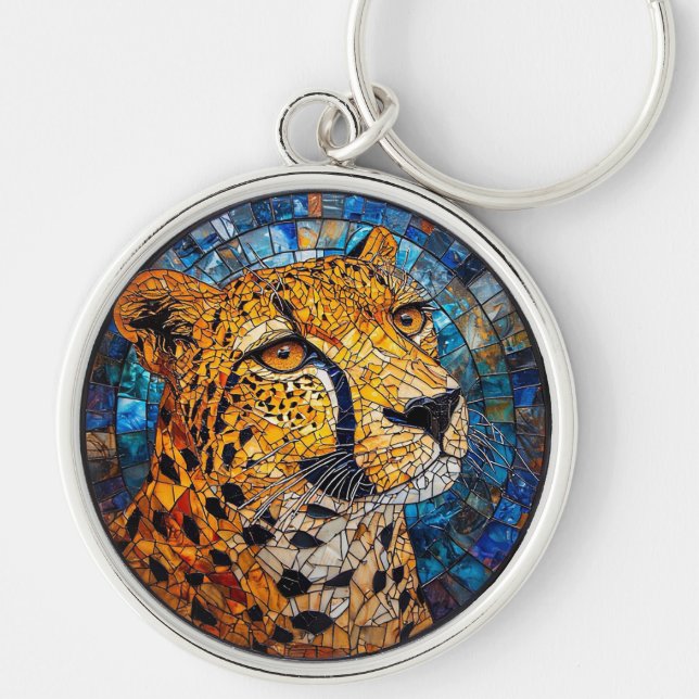 Leopard in Vibrant Colors Keychain (Front)