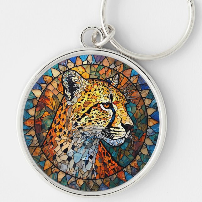 Leopard in Vibrant Colors Keychain (Front)
