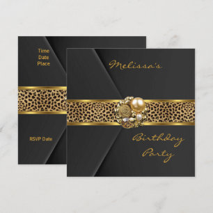 Leopard Invitation Elegant Black Velvet gold jewel