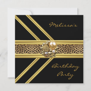 Leopard Invitation Elegant Black Velvet gold jewel