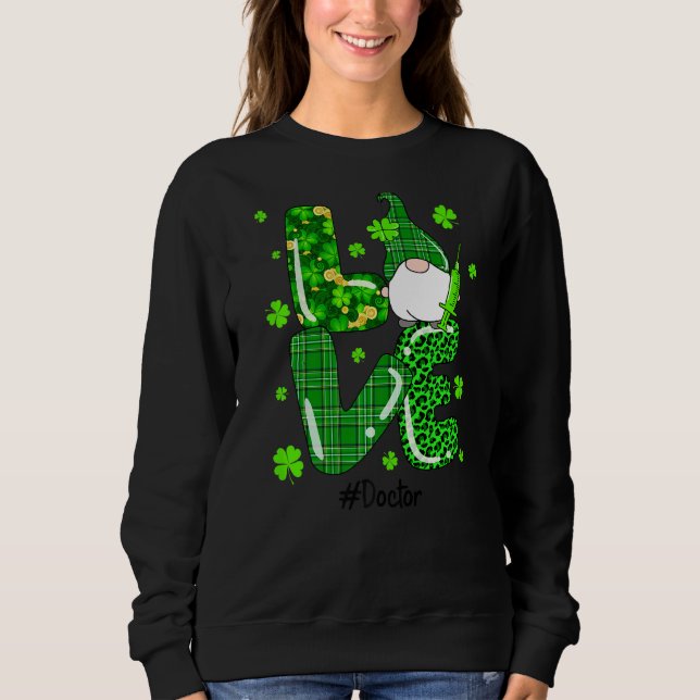 Leopard Irish Green Plaid Doctor Gnome St Patrick  Sweatshirt (Front)