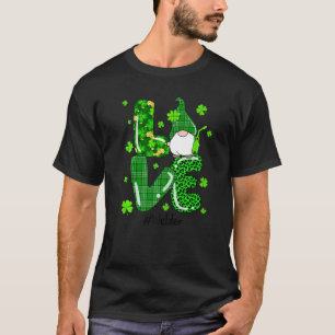Leopard Irish Green Plaid Welder Gnome St Patrick T-Shirt