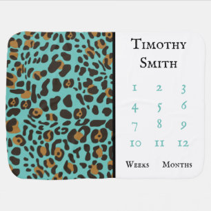 Leopard Jaguar Animal Print Milestone Baby Blanket