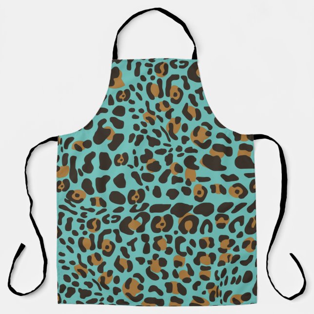 Leopard Jaguar Animal Print Pattern Apron (Front)