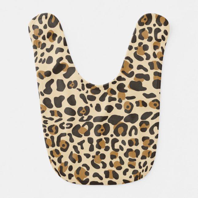 Leopard Jaguar Animal Print Pattern Baby Bib (Front)