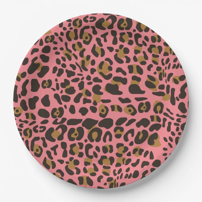 Leopard Jaguar Animal Print Pattern Paper Plates (Front)