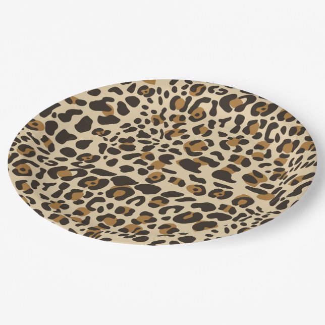 Leopard Jaguar Animal Print Pattern Paper Plates (Angled)