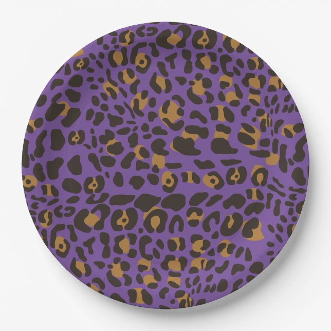 Leopard Jaguar Animal Print Pattern Paper Plates (Front)