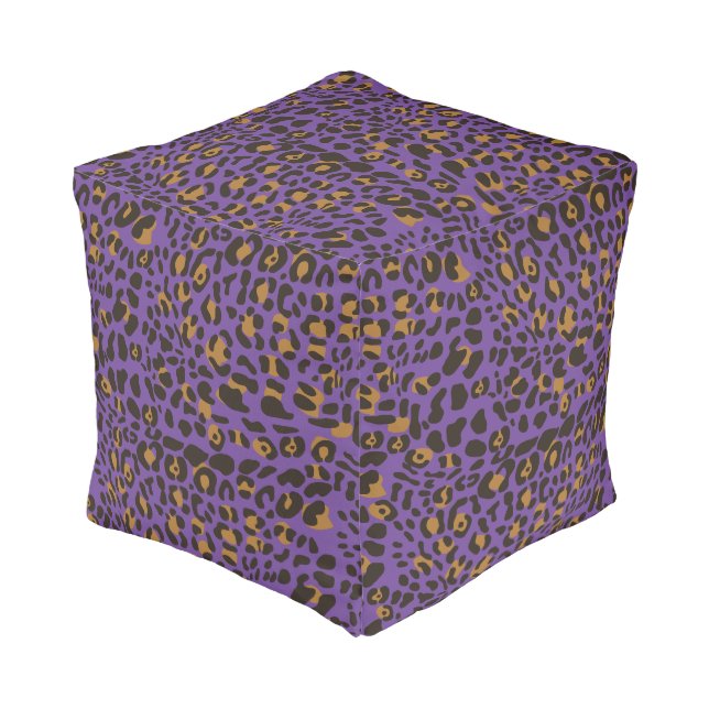 Leopard Jaguar Animal Print Pattern Pouf (Angled Front)