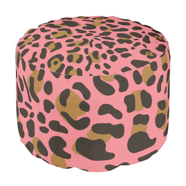 Leopard Jaguar Animal Print Pattern Pouf (Angled Front)