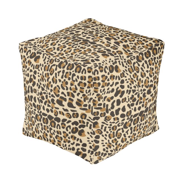 Leopard Jaguar Animal Print Pattern Pouf (Angled Front)