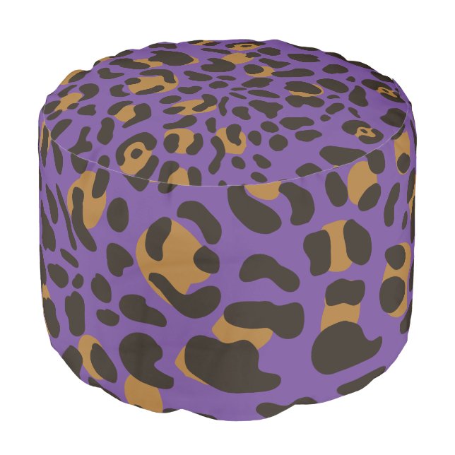 Leopard Jaguar Animal Print Pattern Pouf (Angled Front)