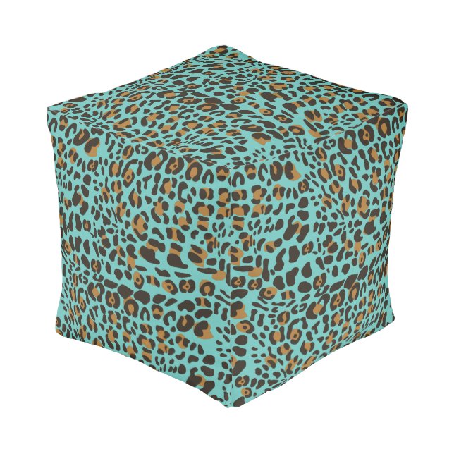 Leopard Jaguar Animal Print Pattern Pouf (Angled Front)