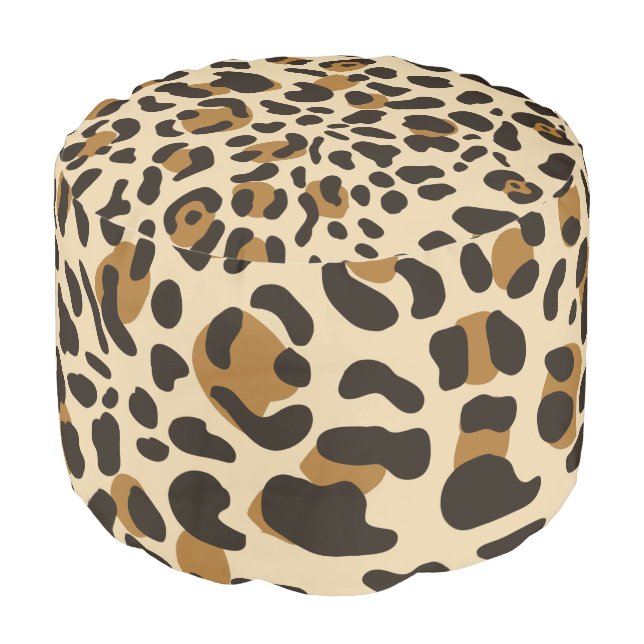 Leopard Jaguar Animal Print Pattern Pouf (Angled Front)