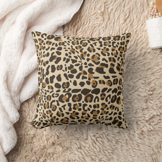 Leopard Jaguar Animal Print Pattern Throw Pillow (Blanket)
