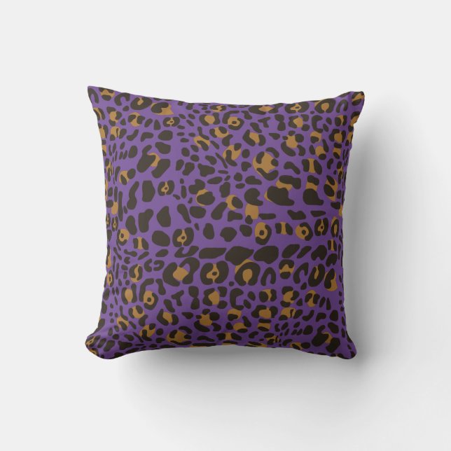 Leopard Jaguar Animal Print Pattern Throw Pillow (Front)