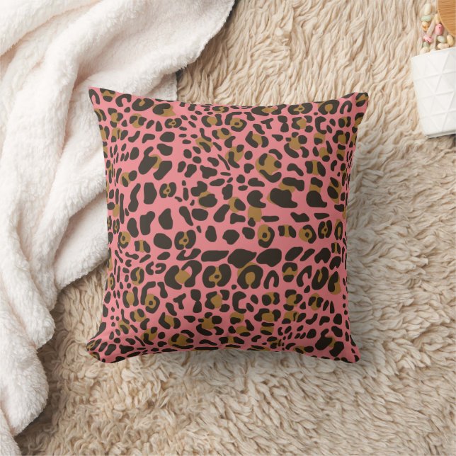 Leopard Jaguar Animal Print Pattern Throw Pillow (Blanket)