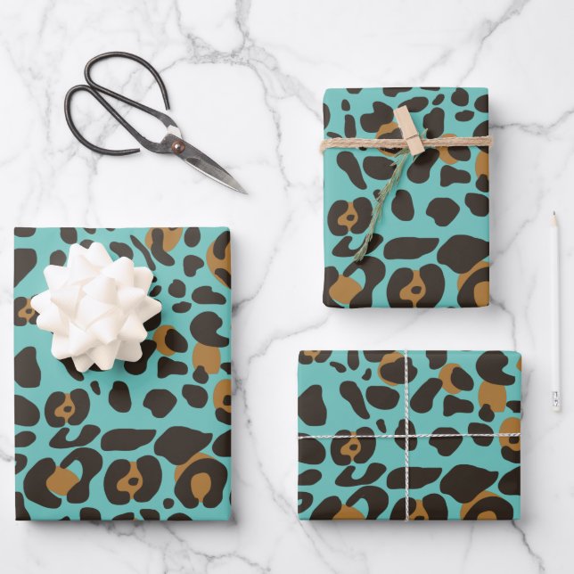 Leopard Jaguar Animal Print Pattern Wrapping Paper Sheets (Front)