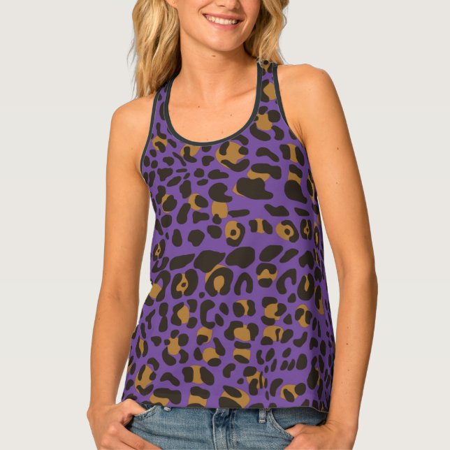 Leopard Jaguar Animal Print Purple Pattern Tank Top (Front)