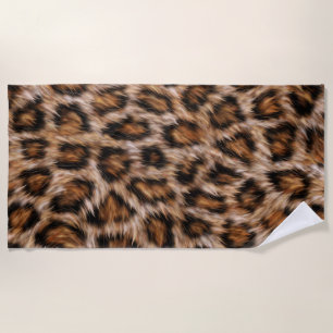 Leopard Jaguar Cat Brown Fur Pattern-24609 Beach Towel