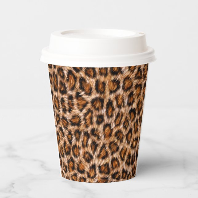 Leopard Jaguar Cat Brown Fur Pattern-24609 Coffee Paper Cups (Front)