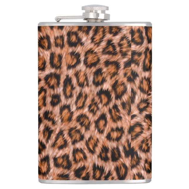 Leopard Jaguar Cat Brown Fur Pattern-24609 Flask (Front)