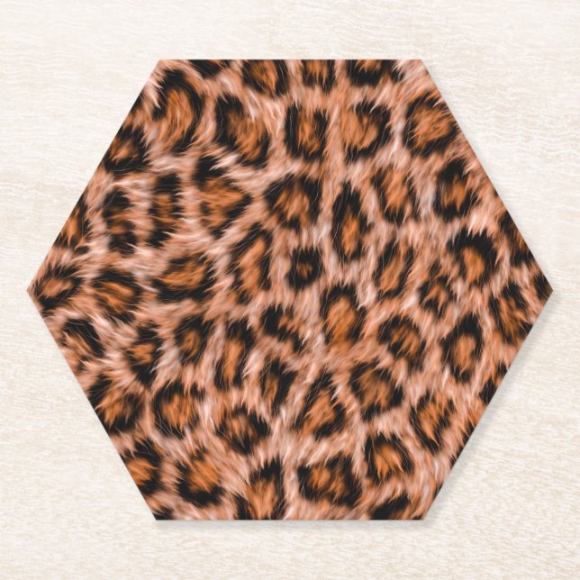 Leopard Jaguar Cat Brown Fur Pattern-24609 Paper Coaster (Front)
