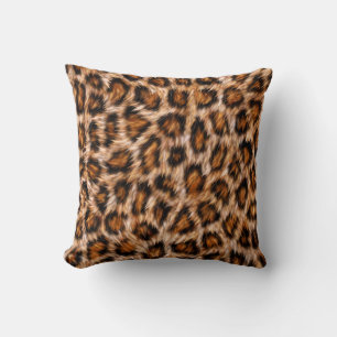Leopard Jaguar Cat Brown Fur Pattern-24609 Throw Pillow