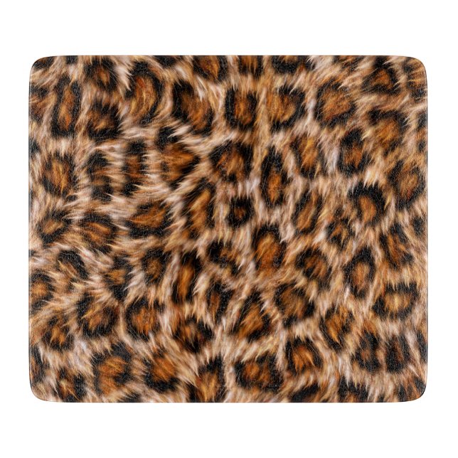Leopard Jaguar Cat Brown Fur Pattern Cutting Board (Front)
