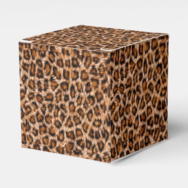 Leopard Jaguar Cat Brown Fur Pattern Favor Boxes (Front Side)