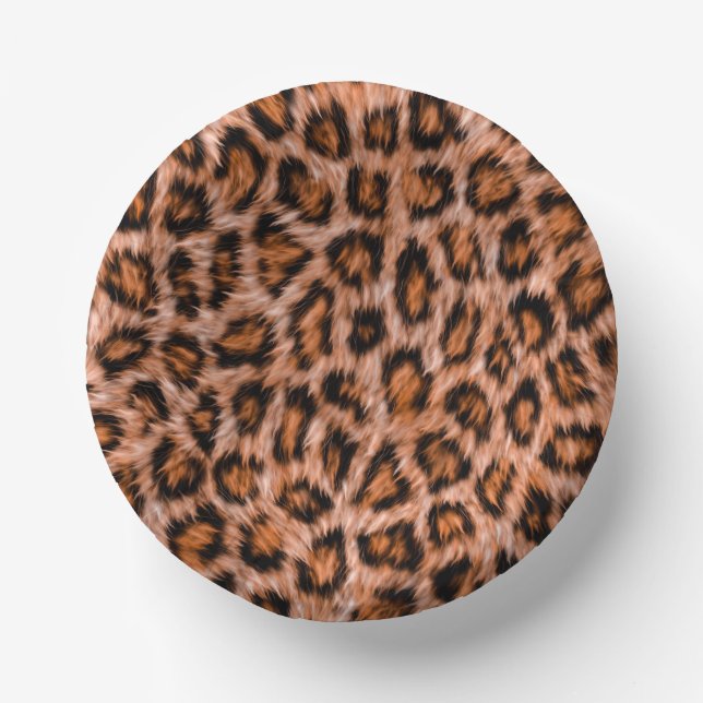 Leopard Jaguar Cat Brown Fur Pattern Paper Bowls (Front)