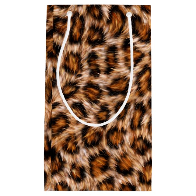 Leopard Jaguar Cat Brown Fur Pattern Small Gift Bag (Front)