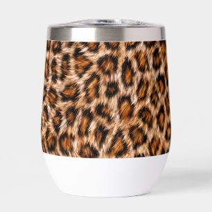 Leopard Jaguar Cat Brown Fur Pattern Thermal Wine Tumbler