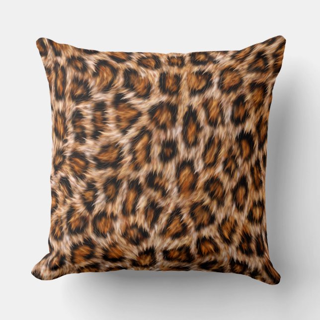 Leopard Jaguar Cat Brown Fur Pattern Throw Pillow (Front)