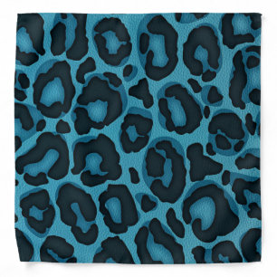 Leopard/ Jaguar print on Teal Blue Faux Leather Bandana
