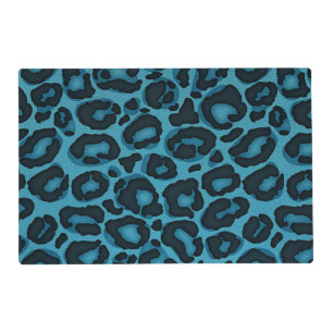 Leopard/ Jaguar print on Teal Blue Faux Leather Placemat