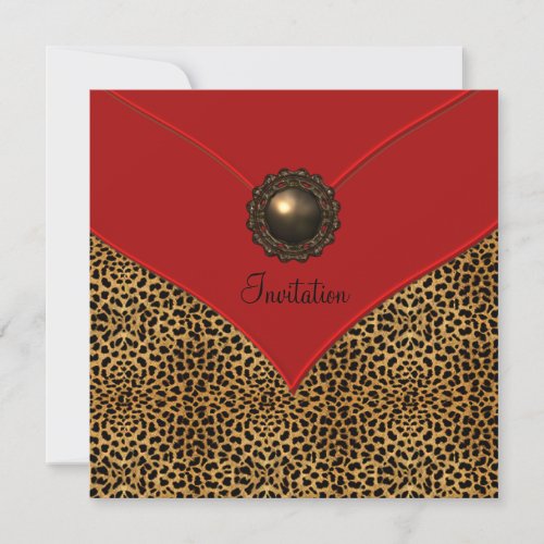 Leopard Jewel Red All Occasion Party Invitation