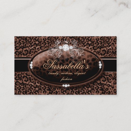 Leopard Jewelry Business Card Crown Brown