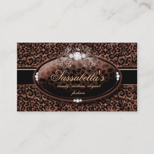 Customizable Leopard Jewelry Business Card Crown Brown